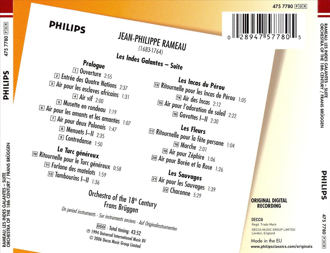 Rameau: Les Indes Galantes Suite cover art