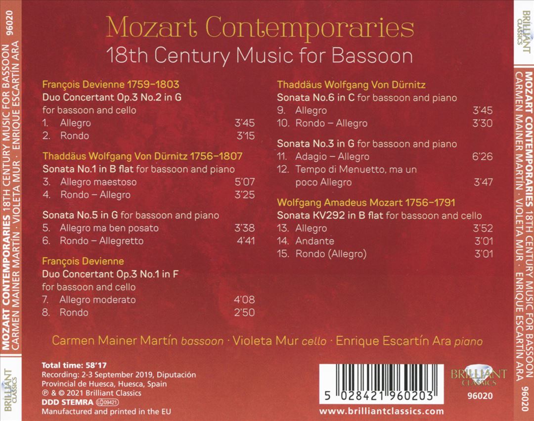 Mozart Contemporaries: 18th Century Music for Bassooon cover art