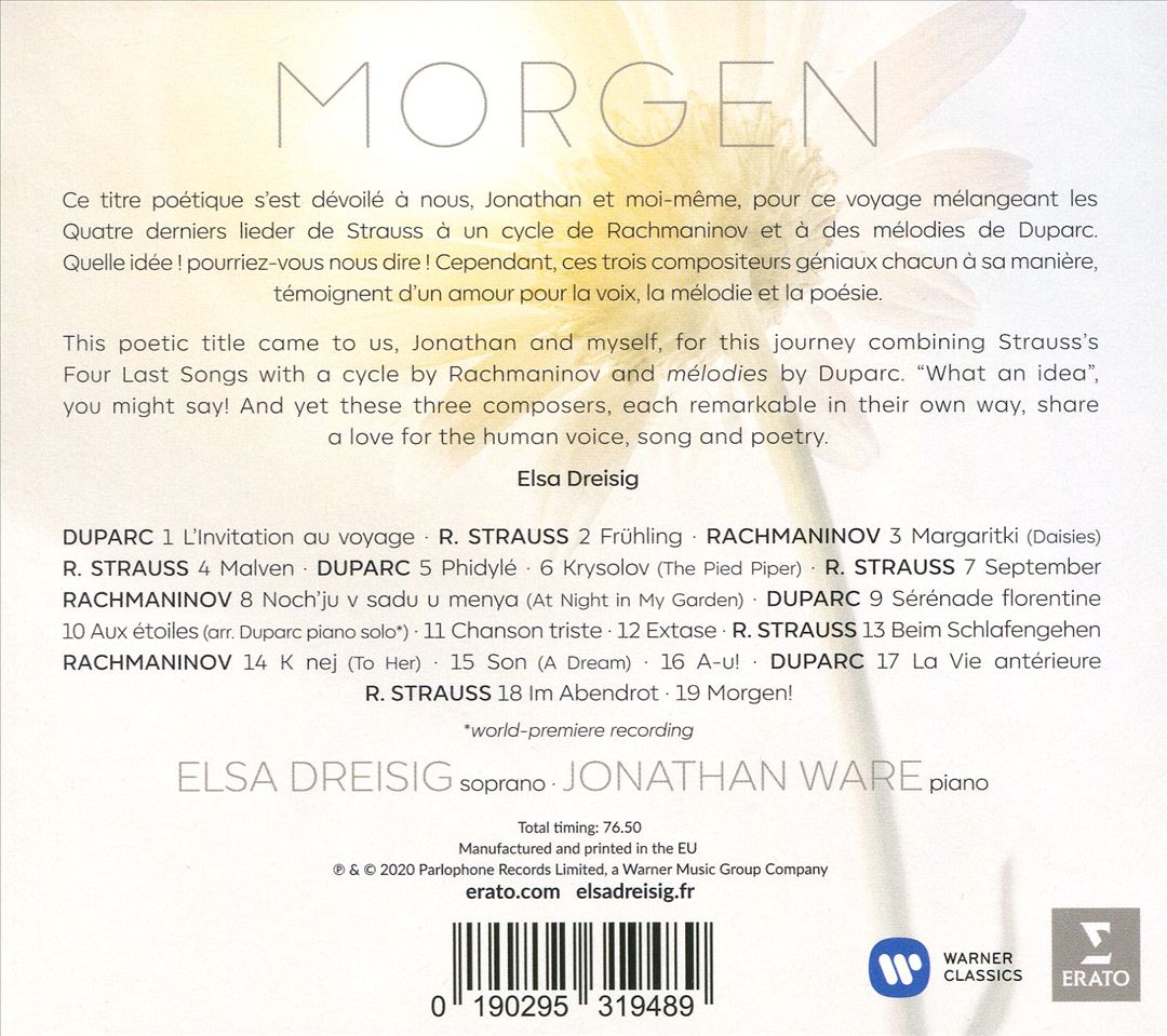 Morgen: Strauss, Rachmaninov, Duparc cover art