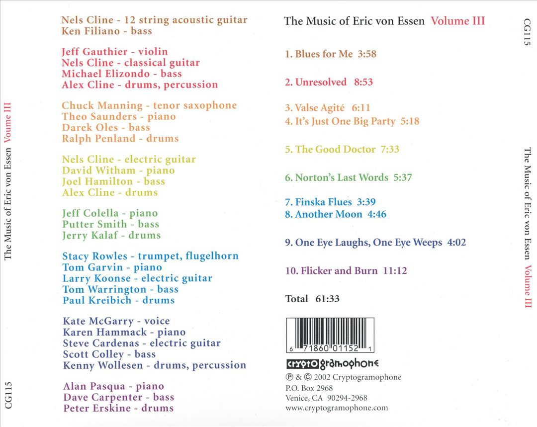 Music of Eric Von Essen, Vol. 3 cover art