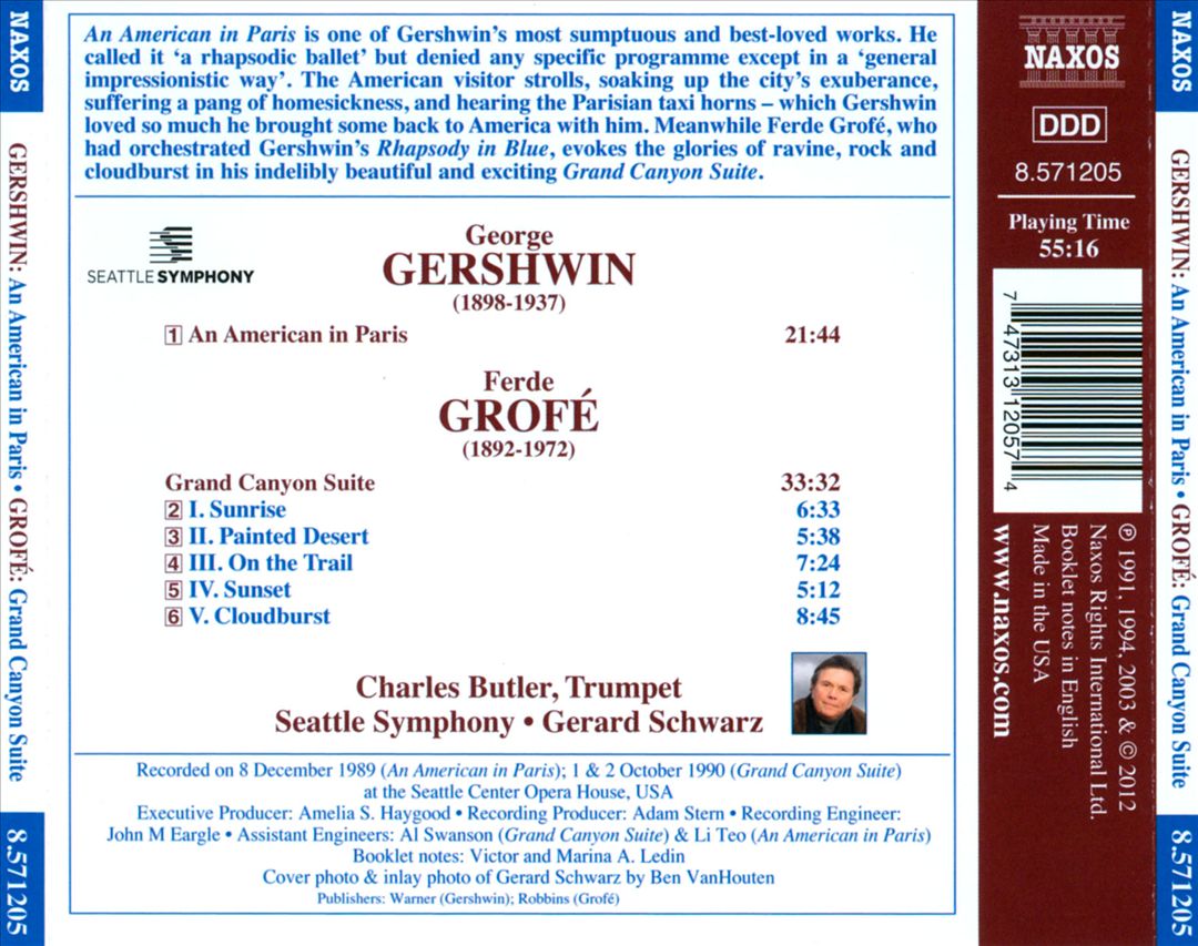 George Gershwin: An American in Paris; Ferde Grofé: Grand Canyon Suite cover art