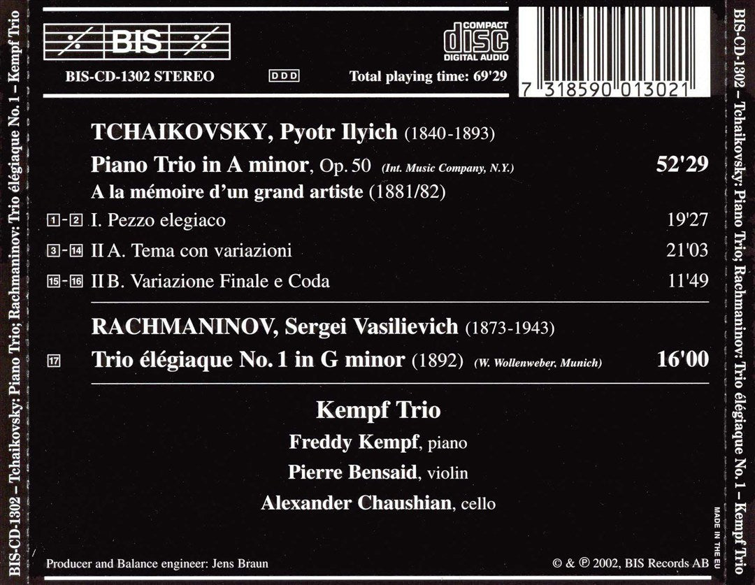 Tchaikovsky: Piano Trio; Rachmaninov: Trio élégiaque No. 1 cover art