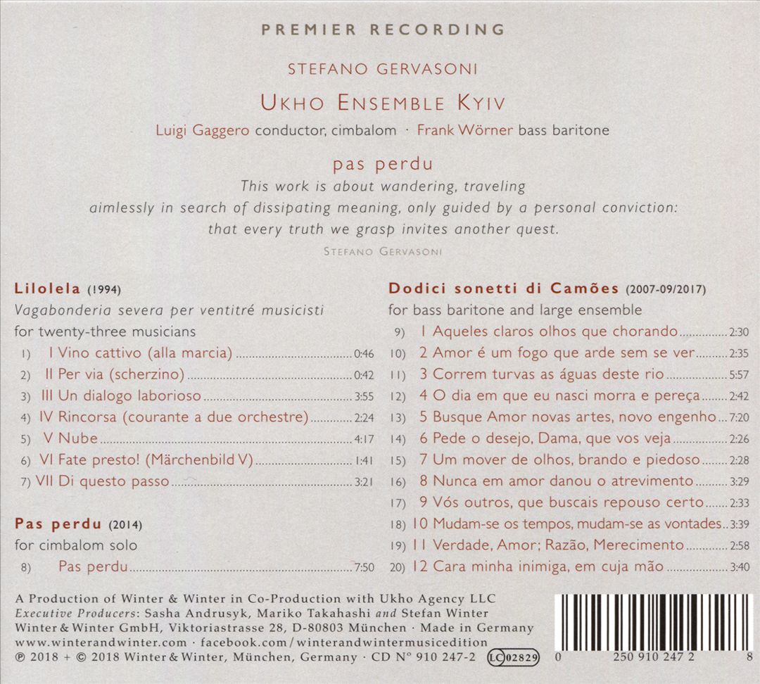Stefano Gervasoni: Pas Perdu cover art