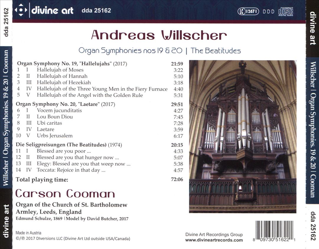 Andreas Willscher: Organ Symphonies Nos. 19 & 20; Die Seligpreisungen (The Beatitudes) cover art