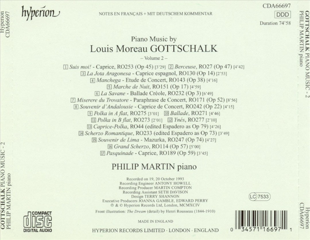 Gottschalk Piano Music - 2 cover art