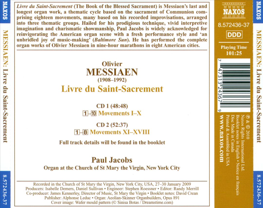 Olivier Messiaen: Livre du Saint-Sacrement cover art