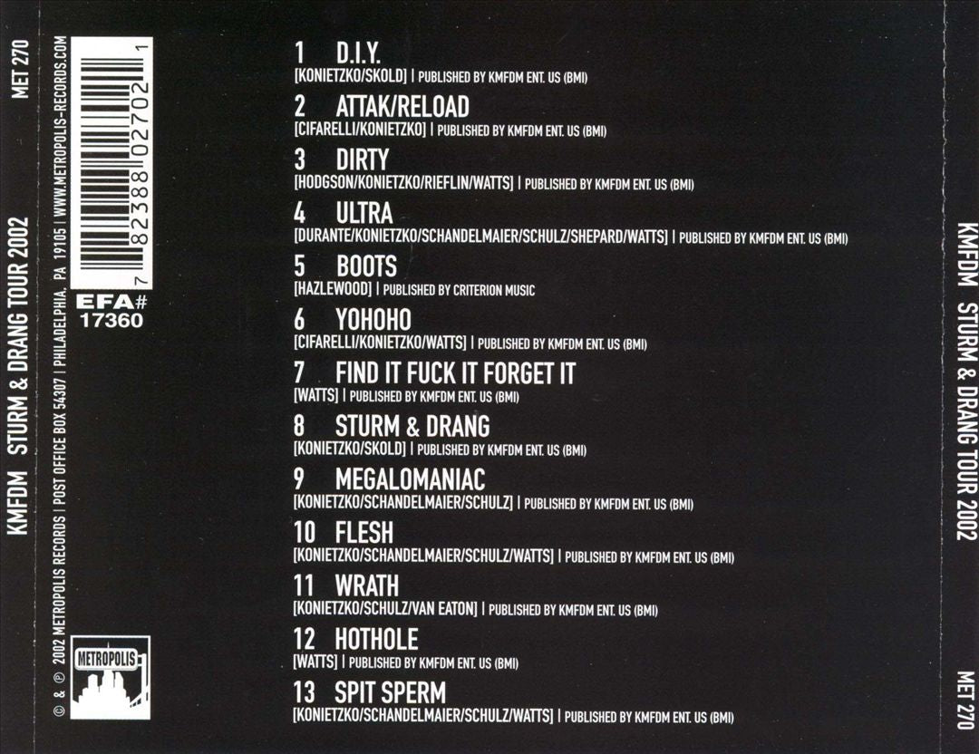 Sturm & Drang Tour 2002 cover art
