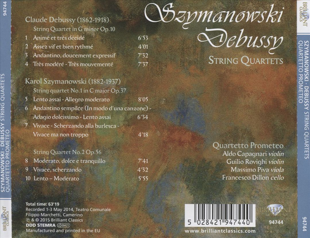 Szymanowski, Debussy: String Quartets cover art