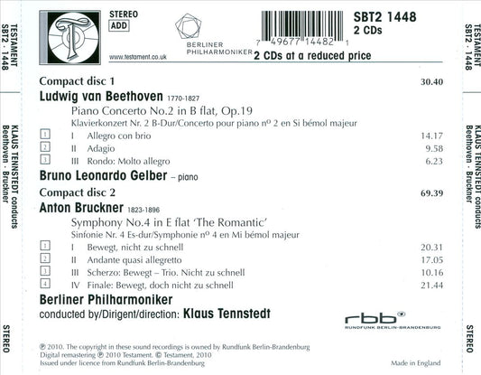 Beethoven: Piano Concerto No. 2; Bruckner: Symphony No. 4 cover art
