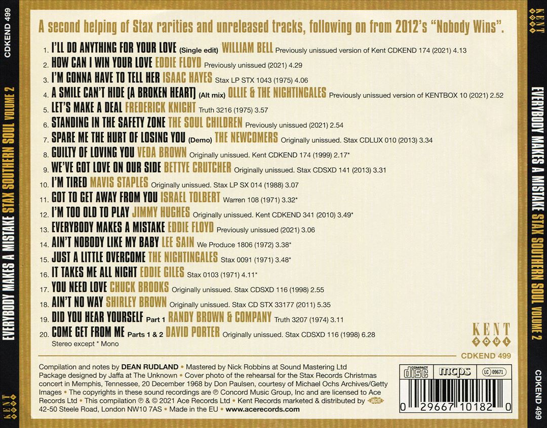 Everybody Makes a Mistake: Stax Southern Soul, Vol. 2 cover art