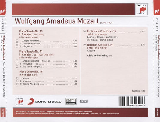 Mozart: Piano Sonatas Nos. 10, 11, & 16; Fantasia K. 475; Rondo K. 511 cover art