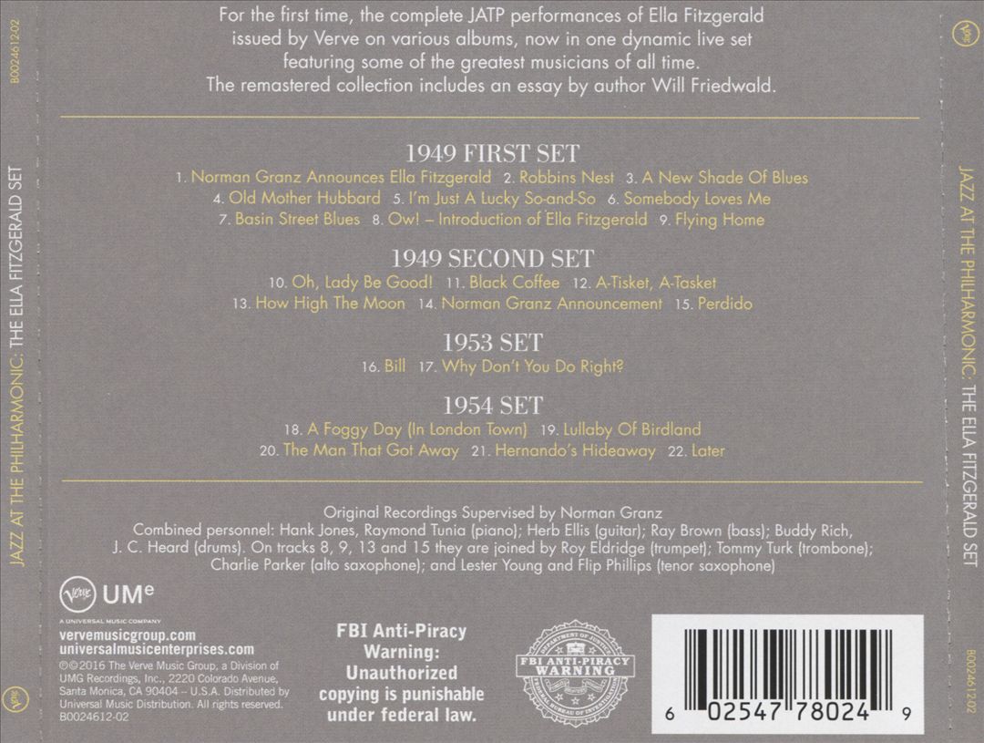 Jazz at the Philharmonic: The Ella Fitzgerald Set cover art