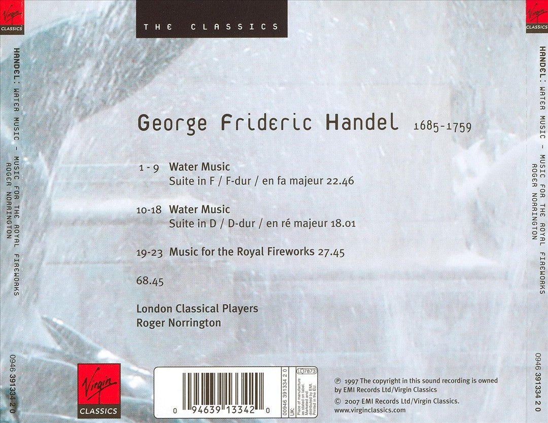 Handel: Water Music; Music for the Royal Fireworks cover art