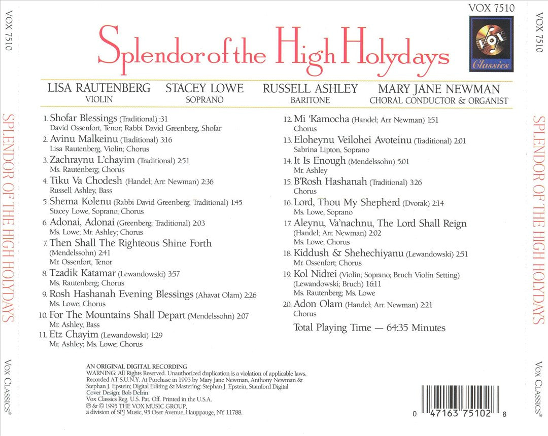 Splendor of the High Holidays cover art