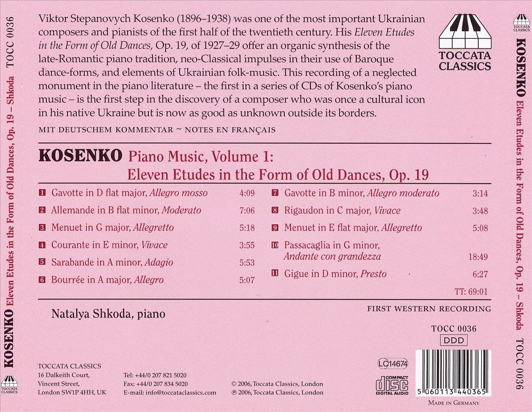 Viktor Stepanovych Kosenko: Eleven Etudes in the Form of Old Dances, Op. 19 cover art
