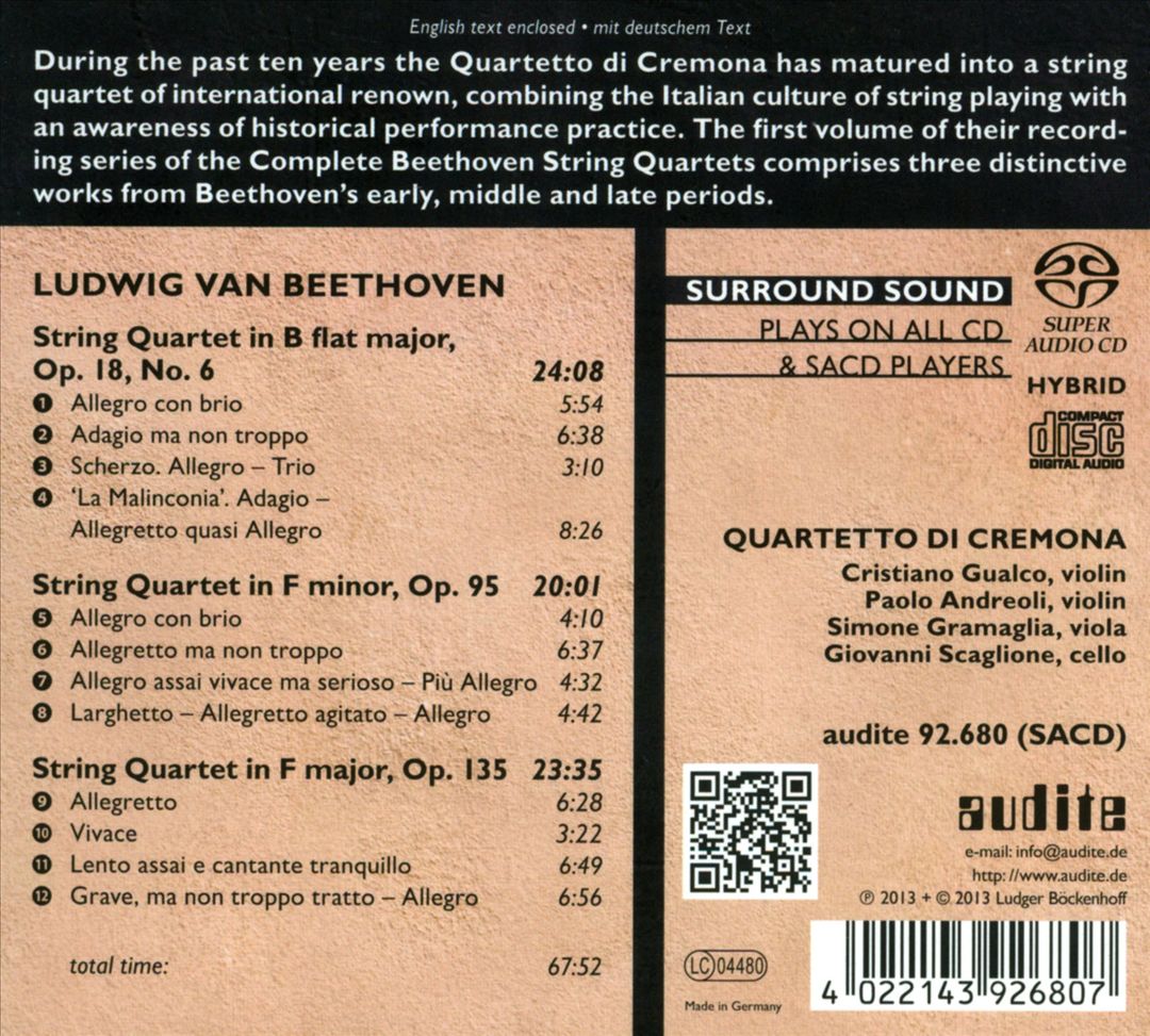 Beethoven: Complete String Quartets, Vol. 1 cover art