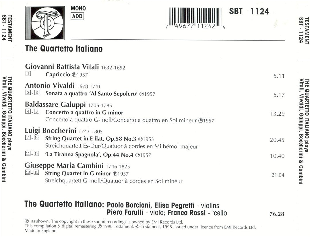 Vitali, Vivaldi, Galuppi, Boccherini & Cambini cover art