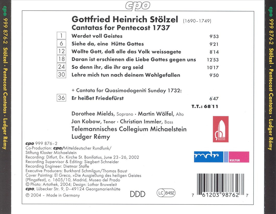 Gottfried Heinrich Stölzel: Cantatas for Pentecost cover art