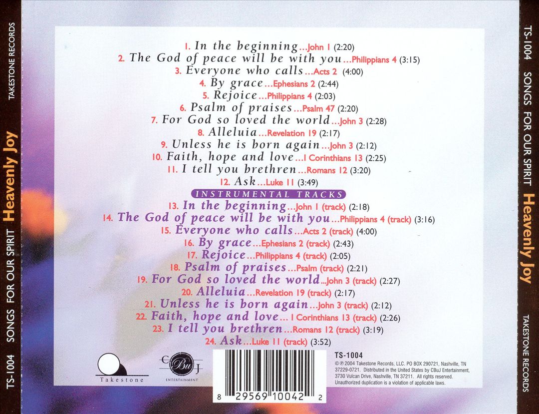 Songs For Our Spirit: Heavenly Joy cover art