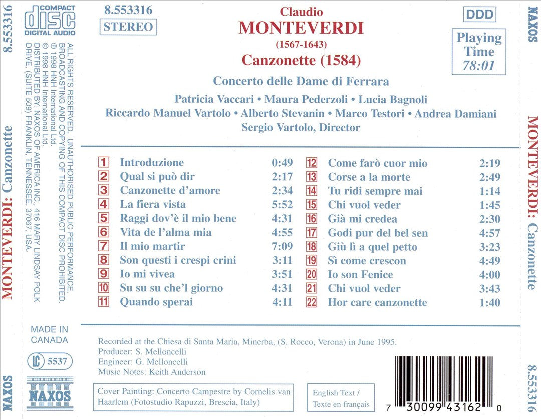 Monteverdi: Canzonette cover art