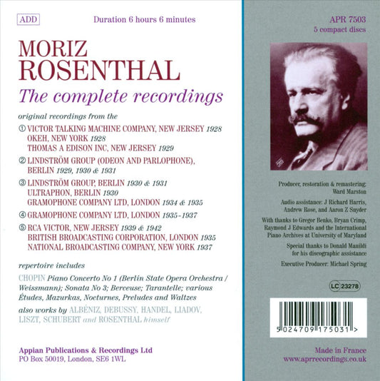 Moriz Rosenthal: The Complete Recordings cover art