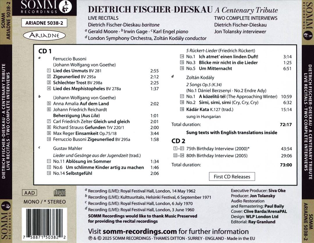 Dietrich Fischer-Dieskau: A Centenary Tribute cover art