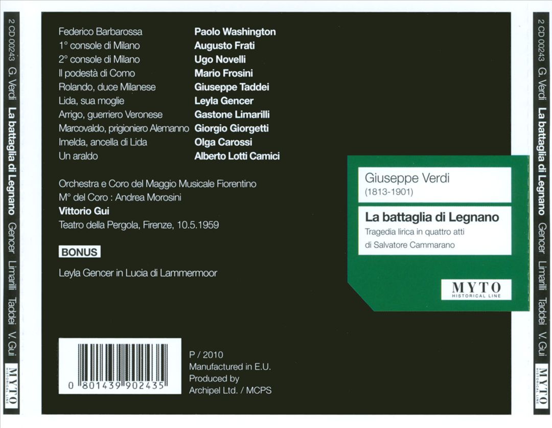 Giuseppe Verdi: La battaglia di Legnano [11 Bonus Tracks] cover art