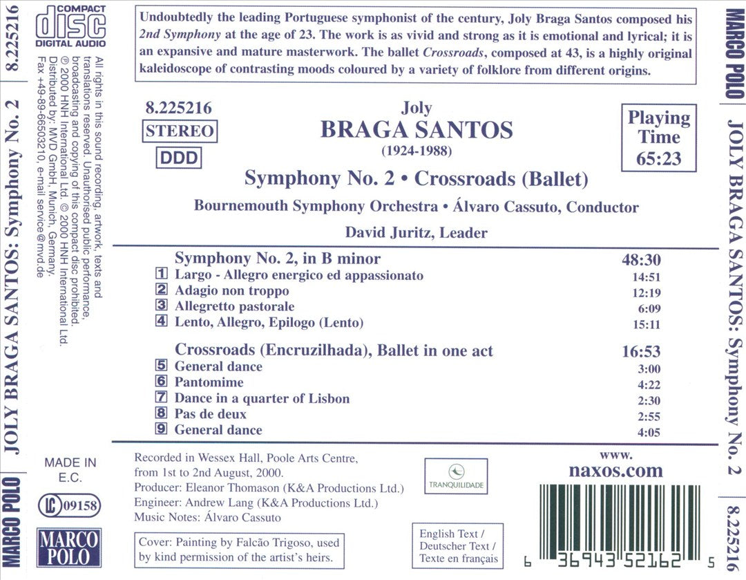 Joly Braga Santos: Symphony No. 2; Crossroads cover art