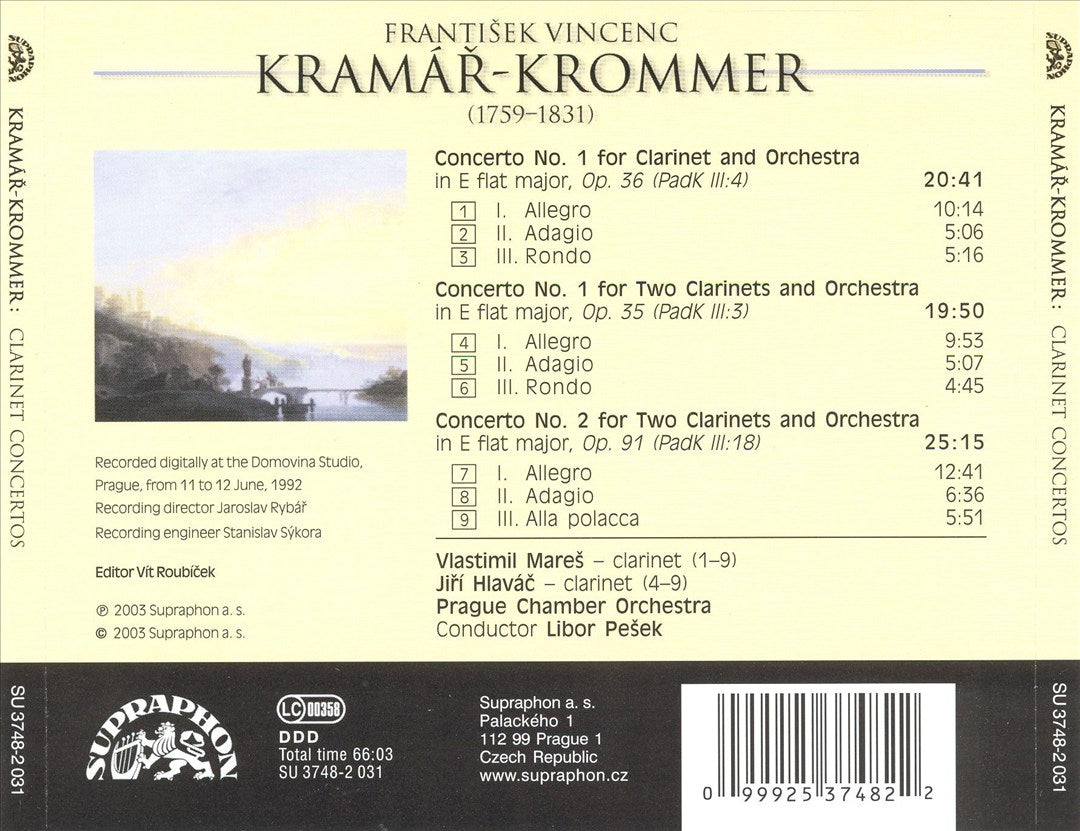 Kramár-Krommer: Clarinet Concerto; Concertos for 2 Clarinets cover art