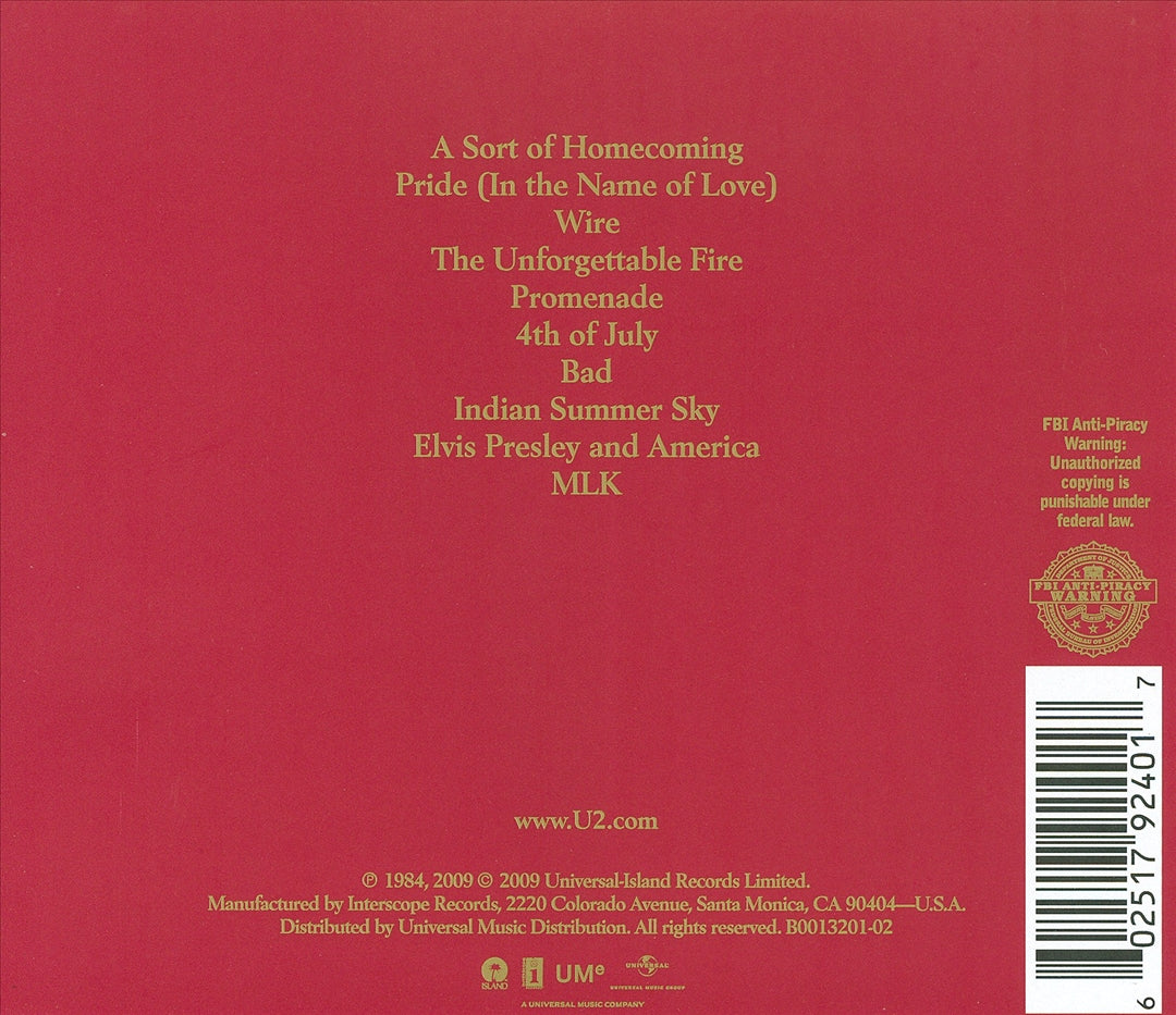 Unforgettable Fire cover art