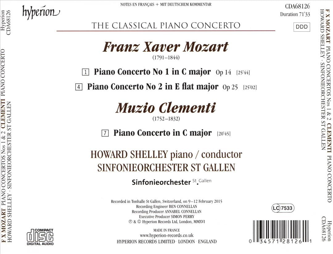 Classical Piano Concerto: Franz Xaver Mozart, Muzio Clementi cover art