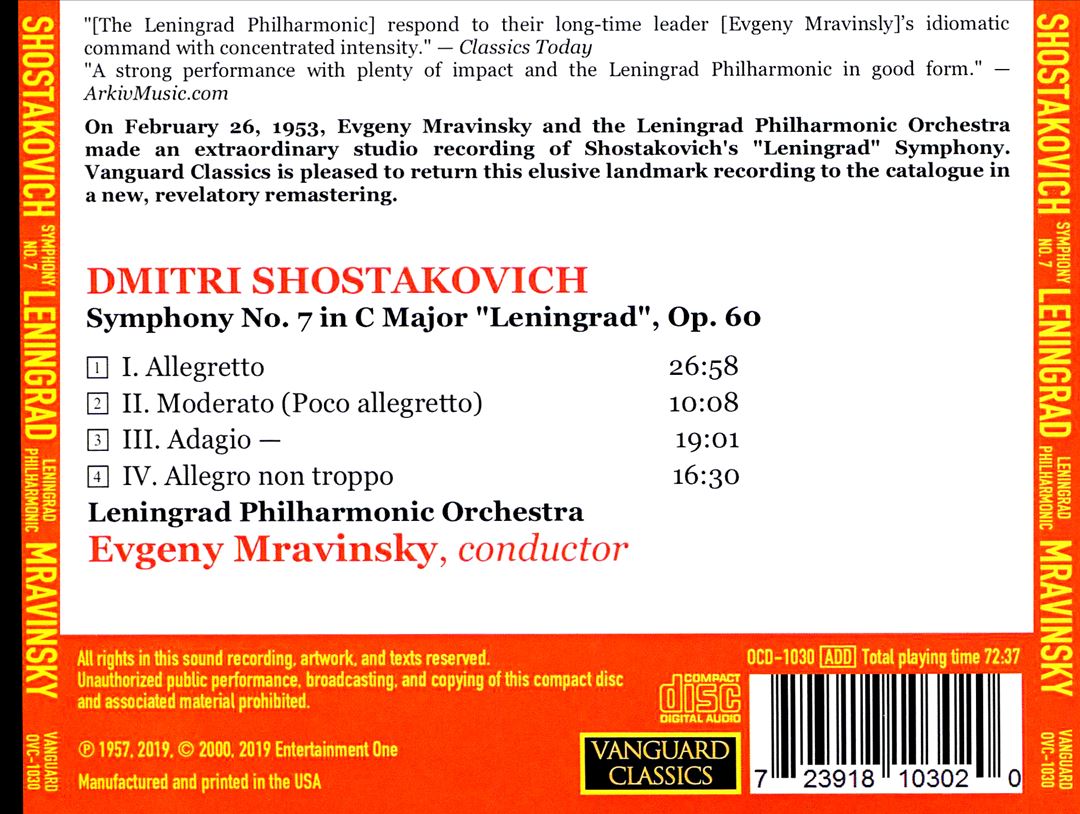Shostakovich: Leningrad Symphony No. 7cd cover art