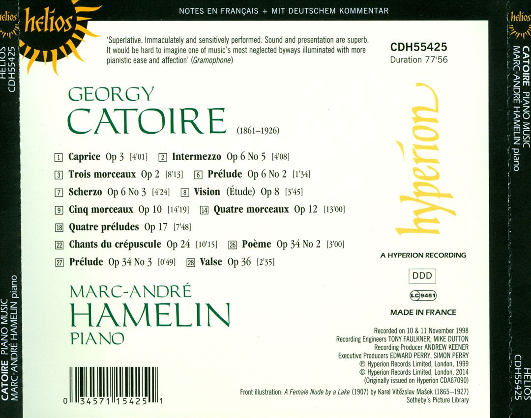 Catoire: Piano Music cover art