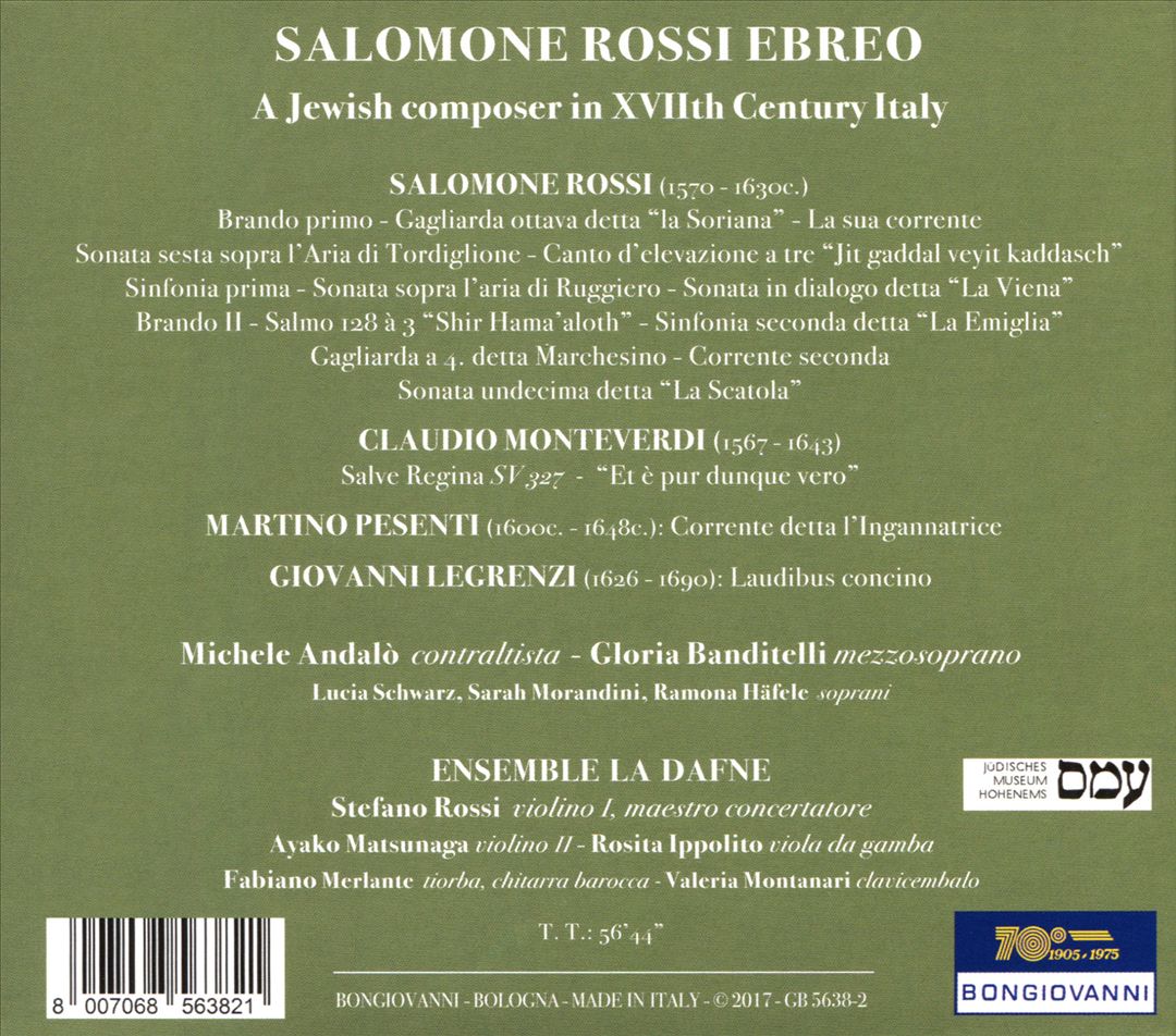 Salomone Rossi Ebreo: A Jewish composer in XVIIth Century Italy cover art