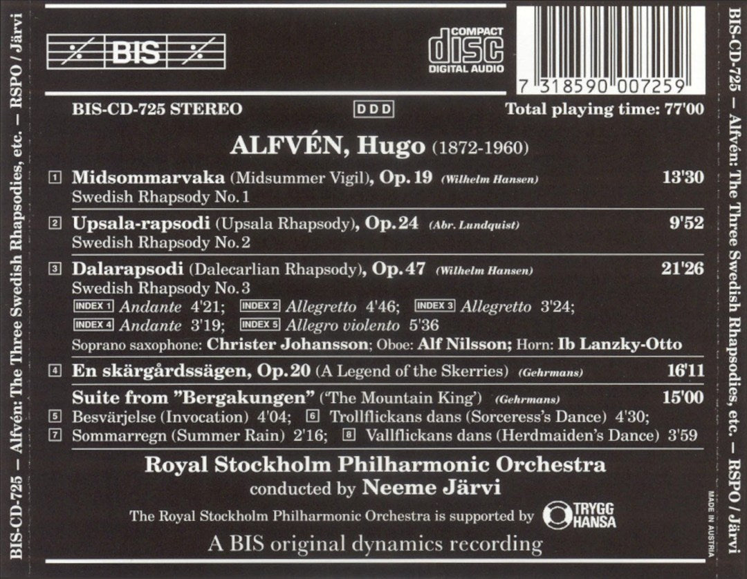 Alfvén: Three Swedish Rhapsodies; En Skärgardssägen; Suite from Bergakungen cover art