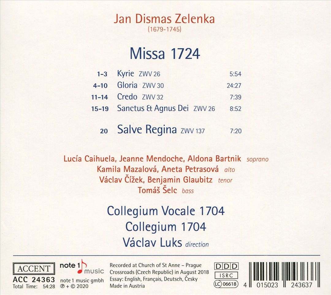 Jan Dismas Zelenka: Missa 1724 cover art