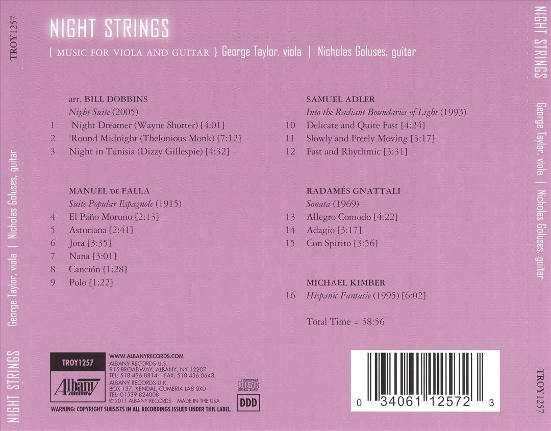 Night Strings: Music for Viola & Guitar cover art