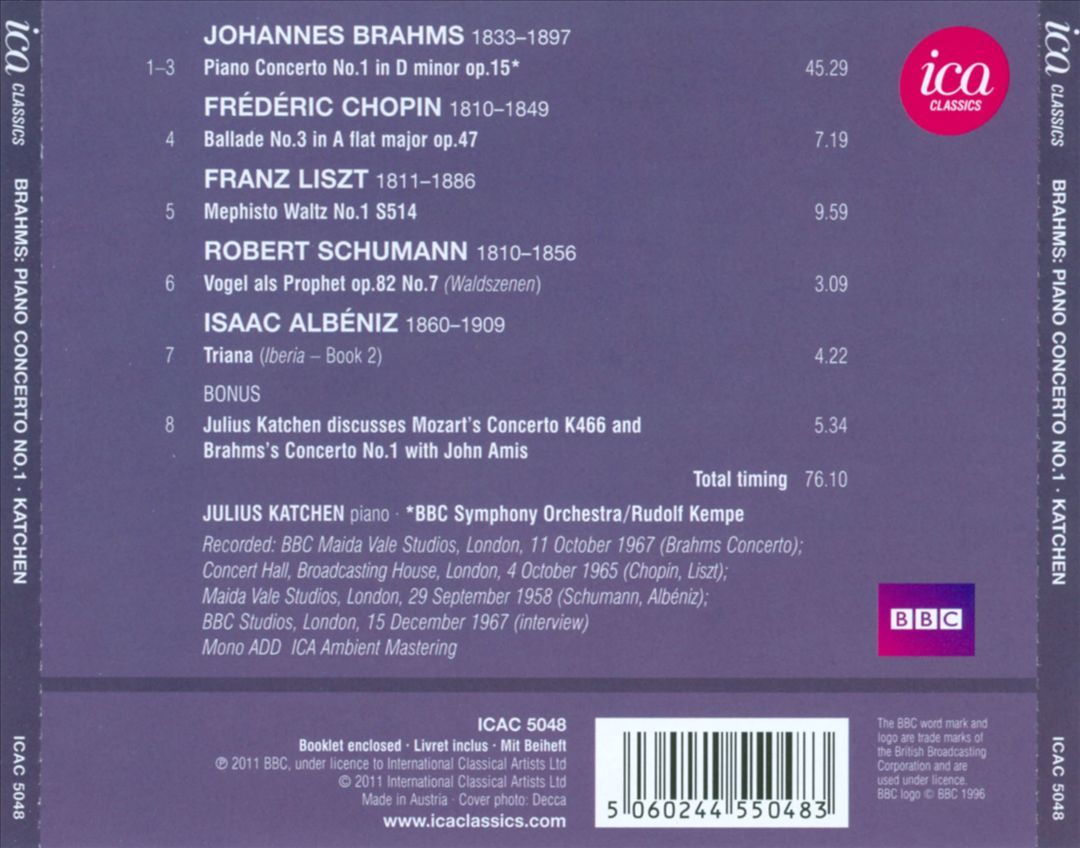 Brahms: Piano Concerto No. 1 cover art