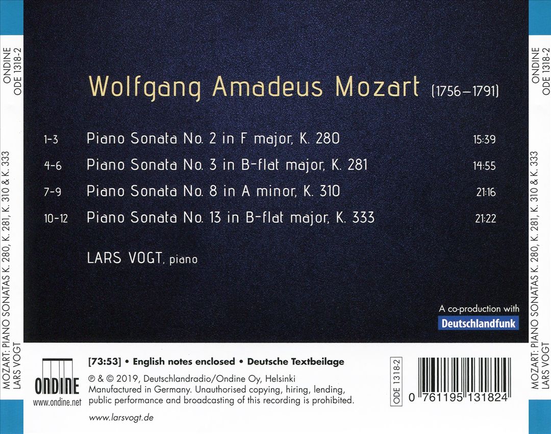 Mozart: Piano Sonatas K280, K281, K310, K333 cover art
