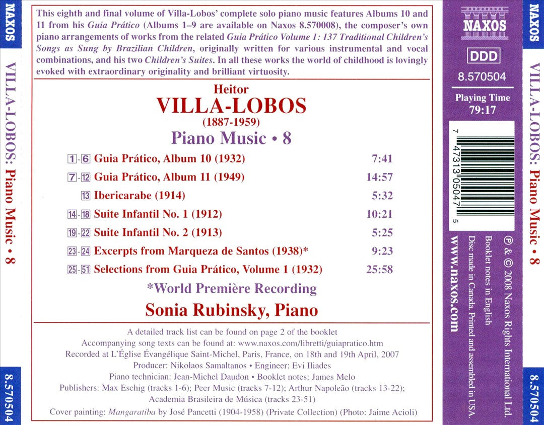 Villa-Lobos: Piano Music, Vol. 8 cover art