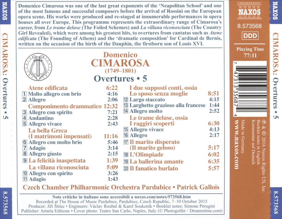 Domenico Cimarosa: Overtures, Vol. 5 cover art