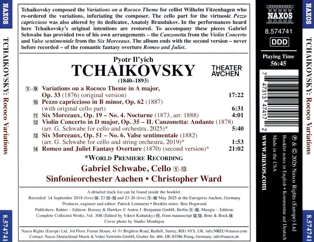 Tchaikovsky: Rococo Variations and other works for cello and orchestra cover art