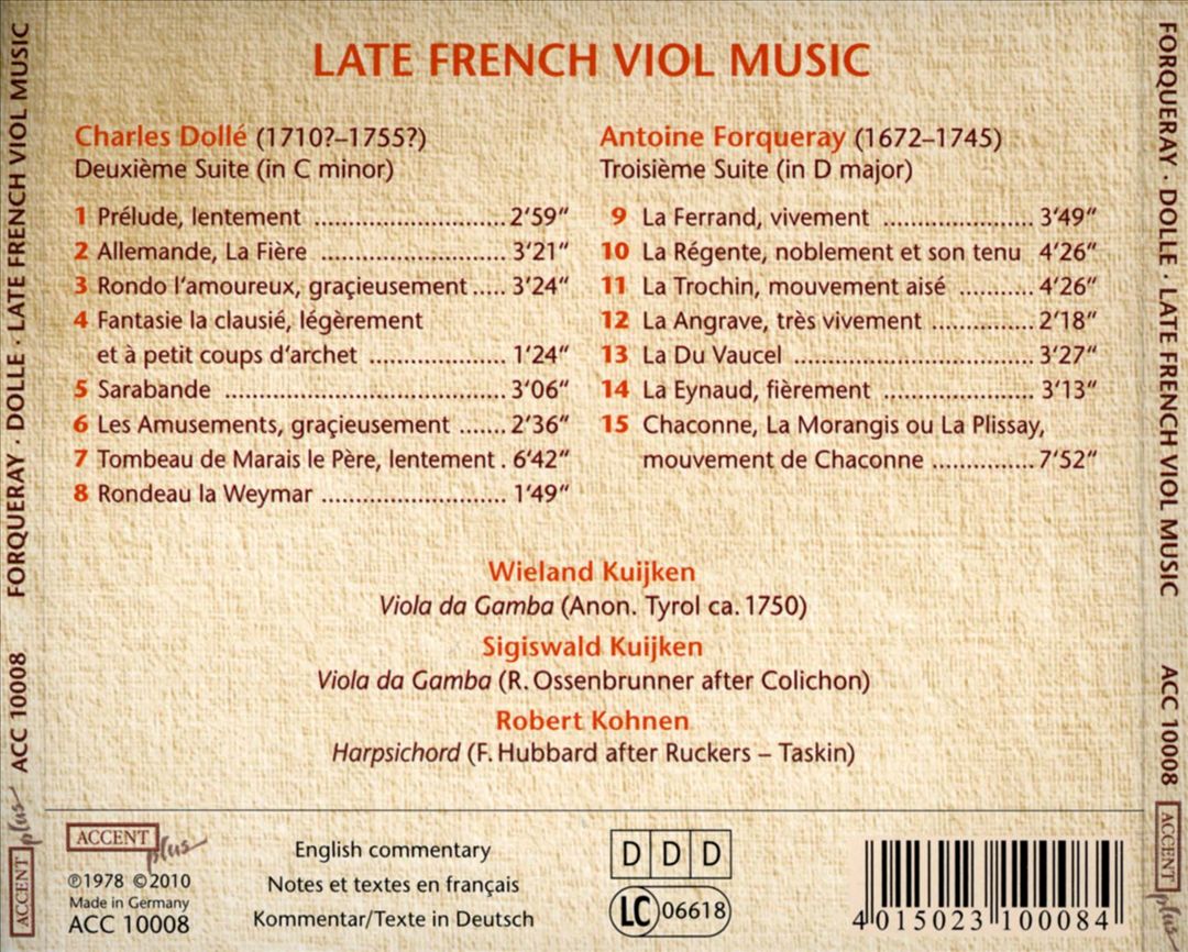Late French Viol Music: A. Forqueray, Ch. Dolle cover art
