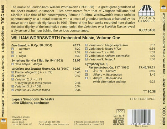 William Wordsworth: Orchestral Music, Vol. 1 cover art