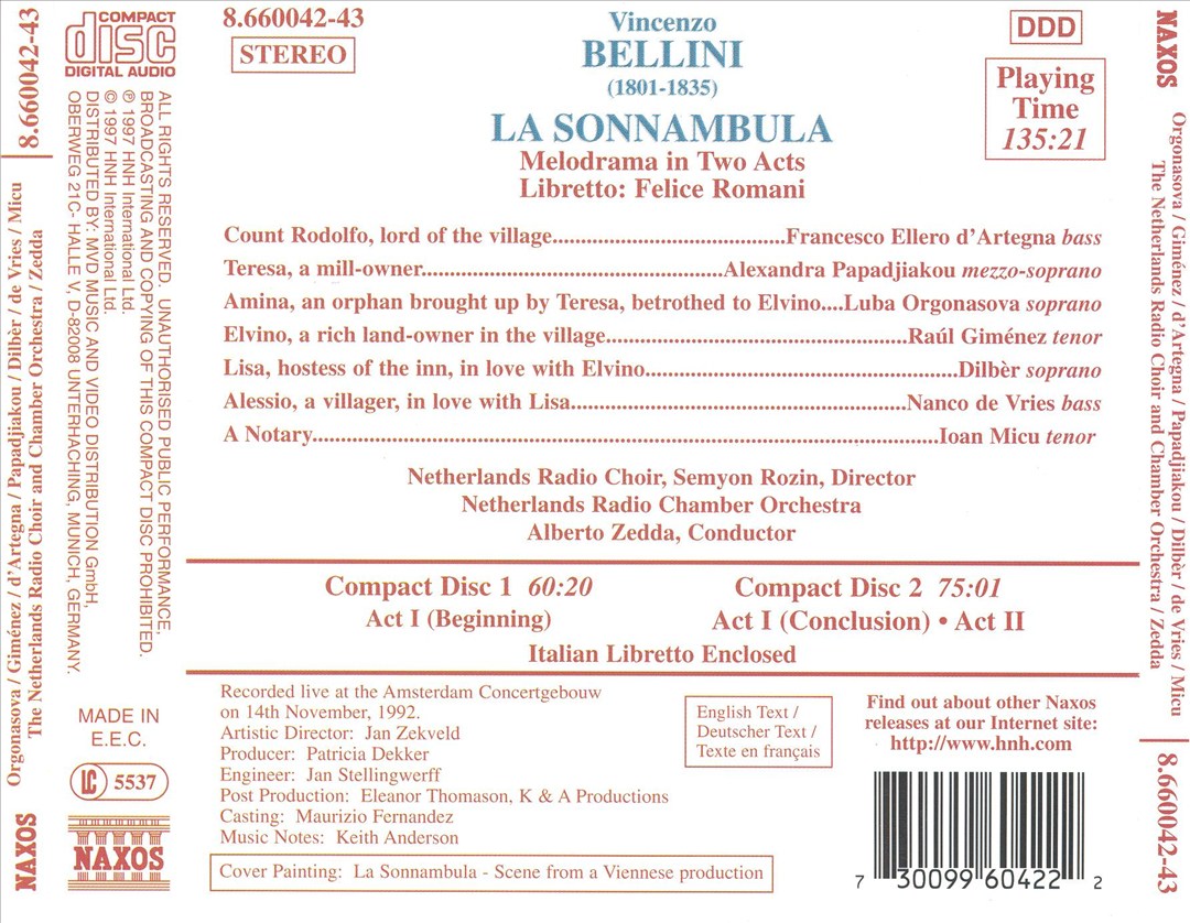 Bellini: La Sonnambula cover art