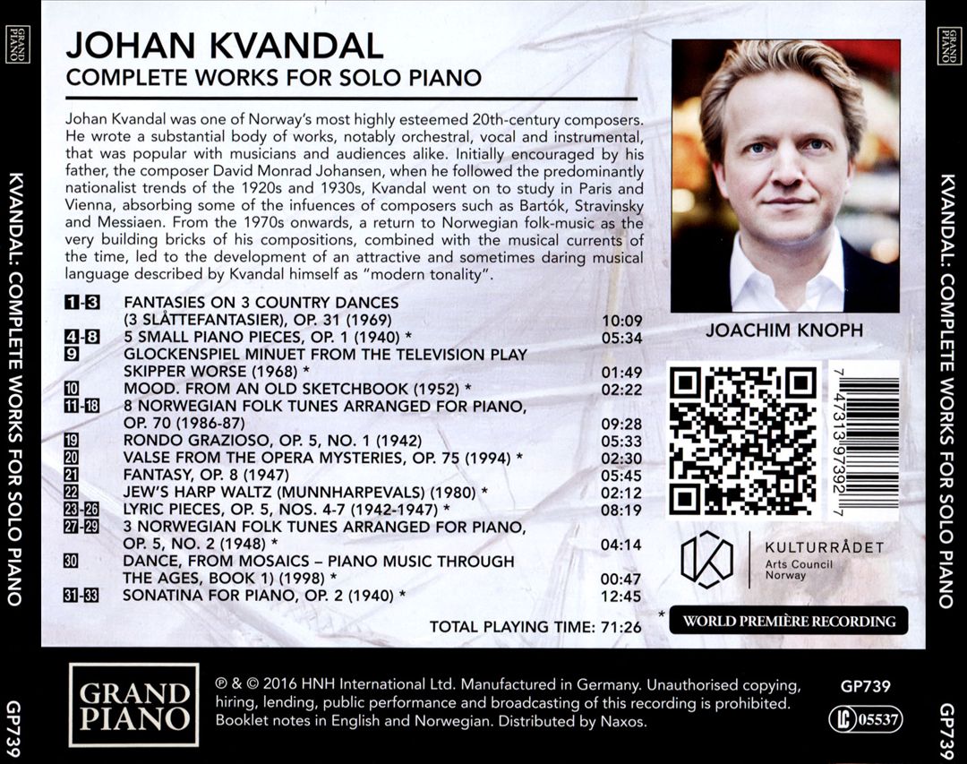 Kvandal: Complete Works for Solo Piano cover art