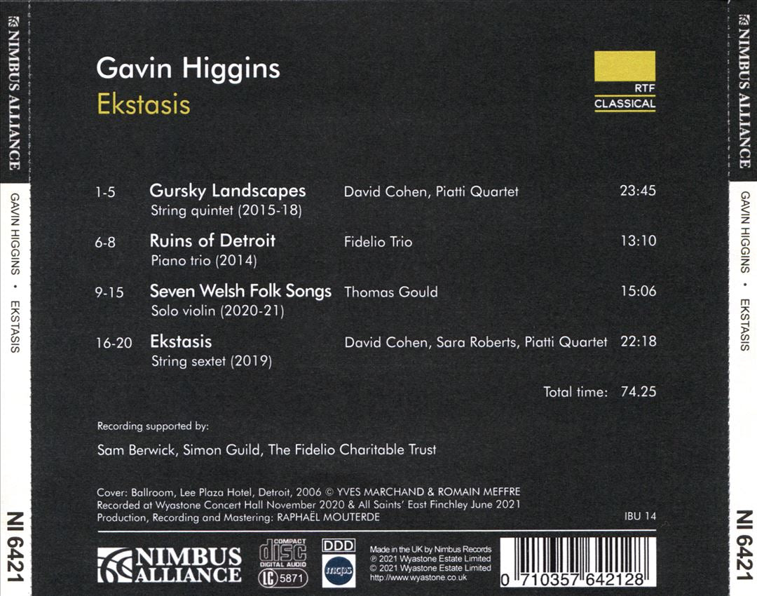 Gavin Higgins: Ekstasis cover art