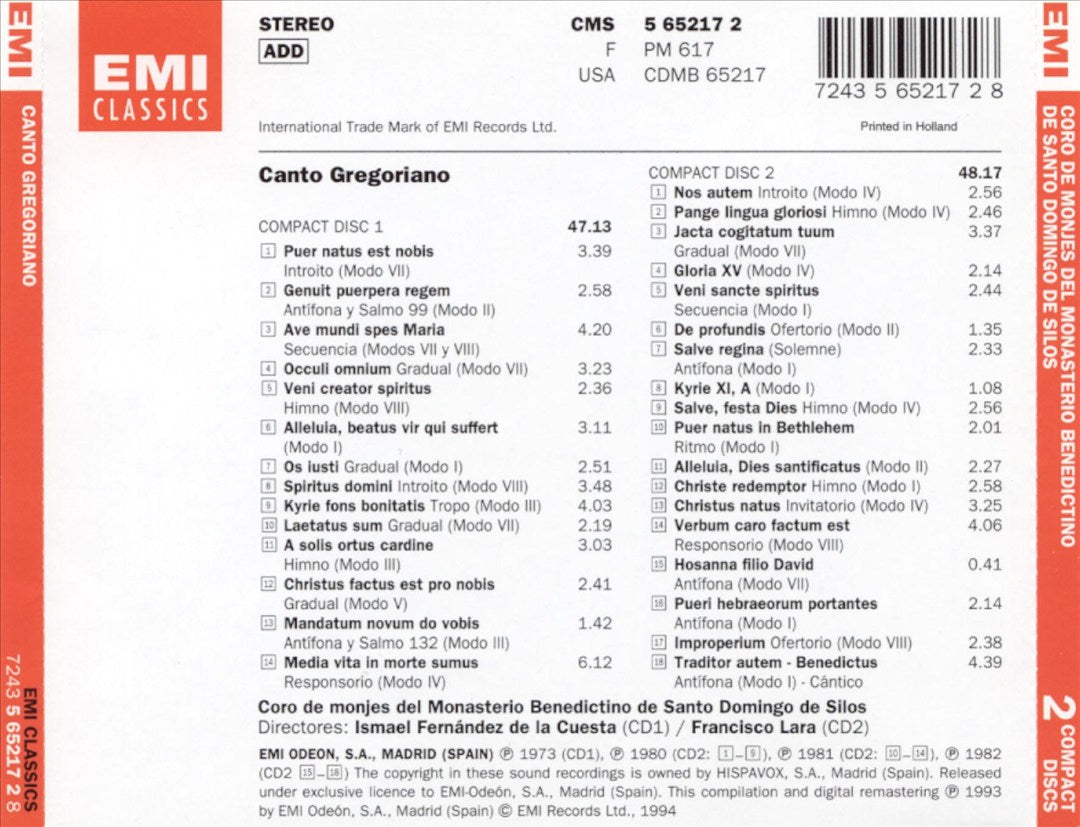 Canto Gregoriano cover art