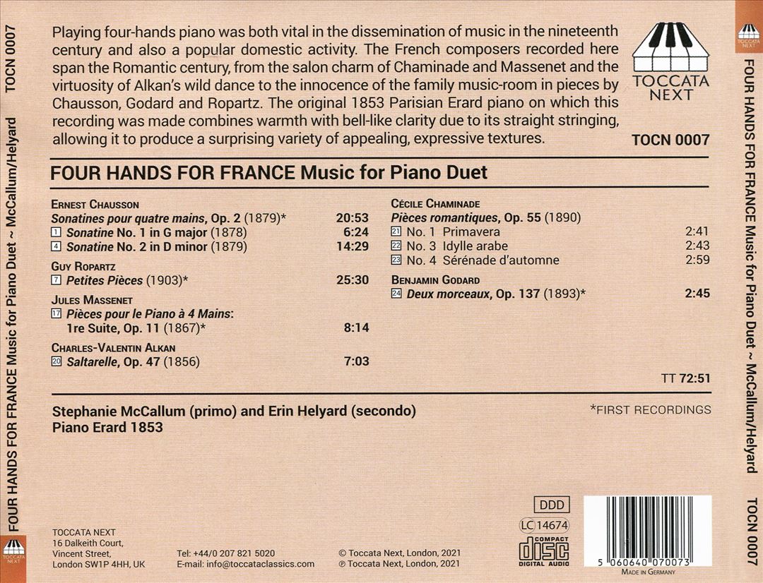 Four Hands for France: Music for Piano Duet cover art