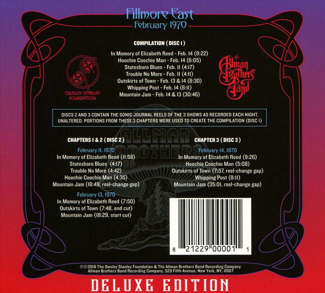 Bear's Sonic Journals: Fillmore East, February 1970 cover art